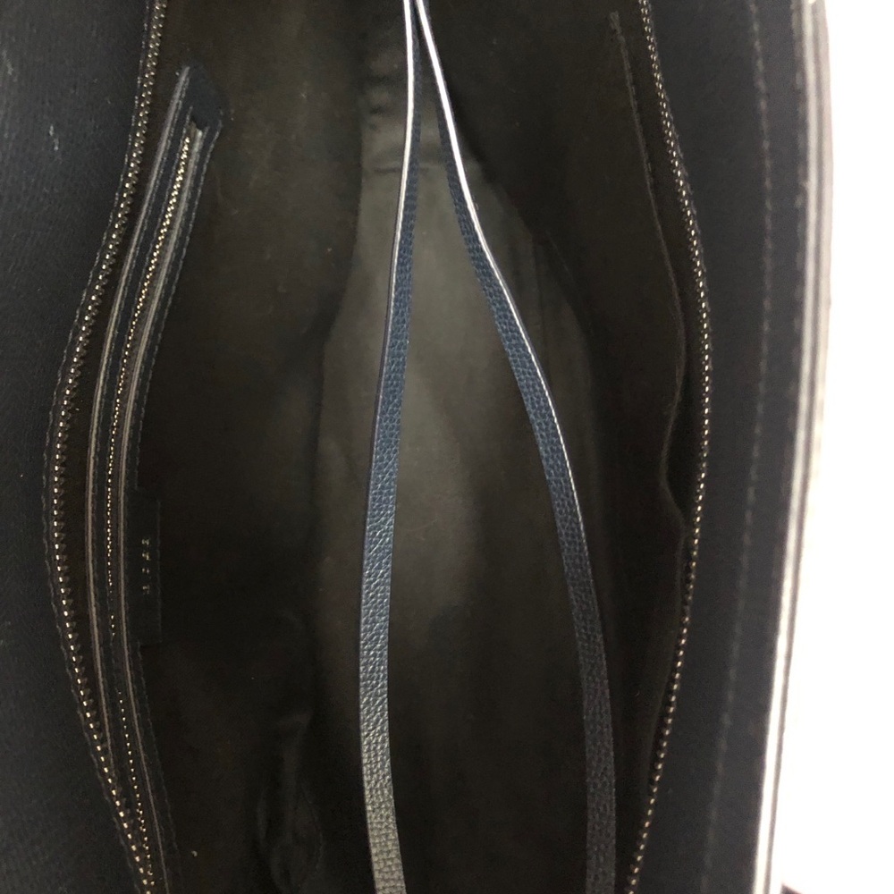 HUGO BOSS Tote Bag Purse Safino Sapphire Blue Leather Zippier Detachable Charm - Picture 10 of 12